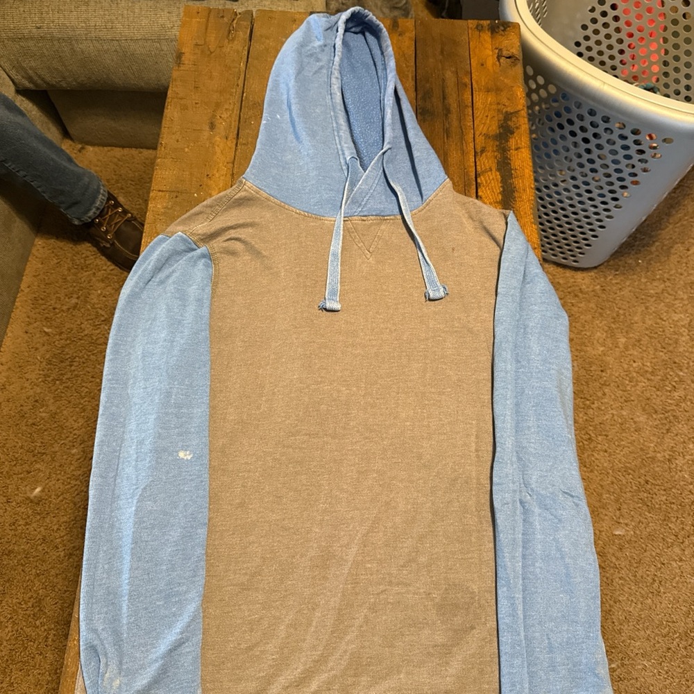 Blue and Gray Men's Hoodie Sweater